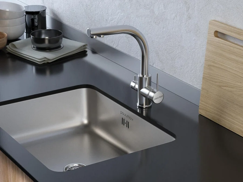 Смеситель для кухни Paulmark Essen под фильтр, никель Es213011-NI (детальная фотография), современные, hi-tech