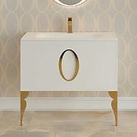 Тумба без раковины с 2 ножками, белая 85см. Фурнитура ЗОЛОТО La Beaute KANTAL