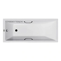 Чугунная ванна Vinsent Veron Square VSQ1707545H/VH0012BL, 170 x 75 см, ручки черные матовые, цвет белый