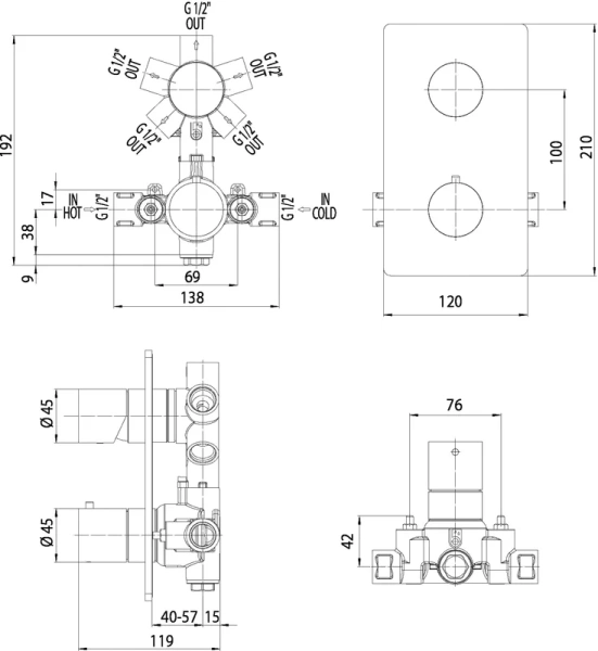Внутренняя часть смесителя Bossini латунь Z00125000 (детальная фотография) index_1