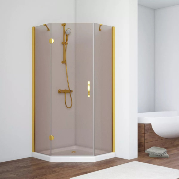 Душевой уголок профиль золотой стекло бронза Vegas-glass AFA-Pen TUR NOVO 100 09 05 L (детальная фотография)