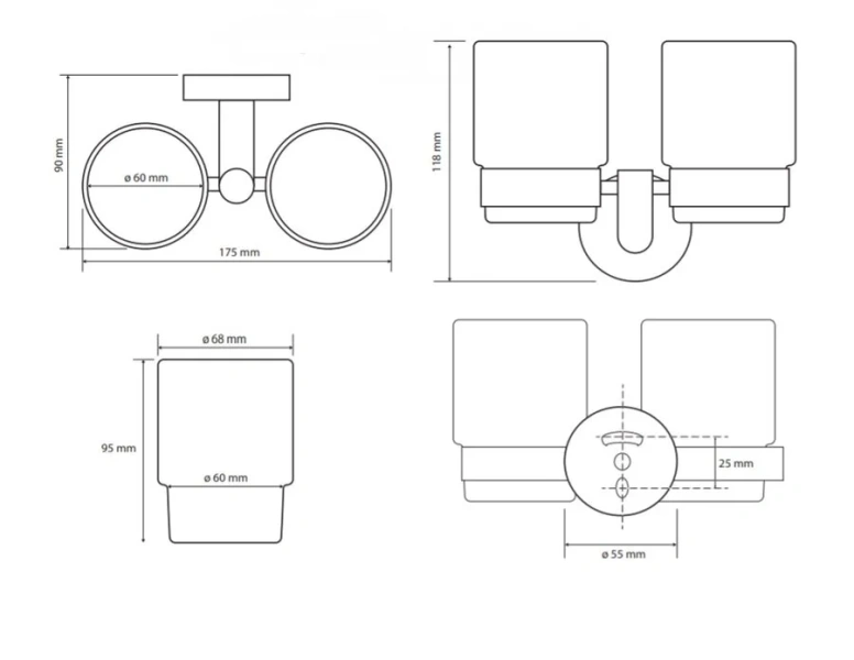 Стакан для ванной Bemeta Neo двойной 104210025 (детальная фотография), современные, hi-tech