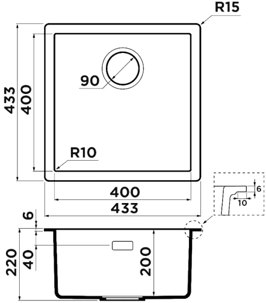 Мойка для кухни Omoikiri Yamakawa 45-Integra 49972 45 см врезная (детальная фотография), врезные