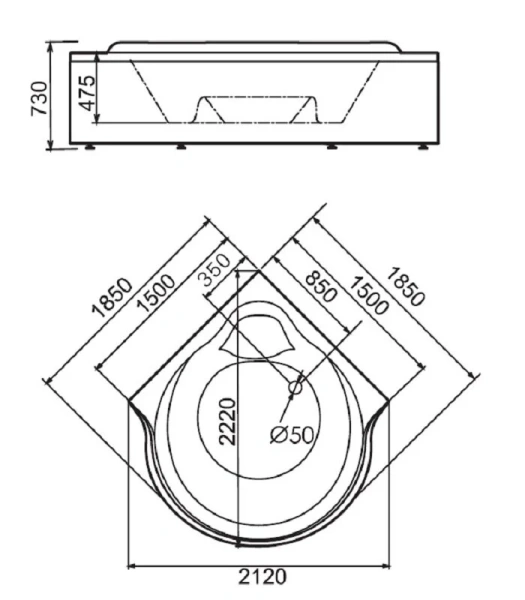 Акриловая ванна пристенная Gemy G9088 O (детальная фотография) index_1
