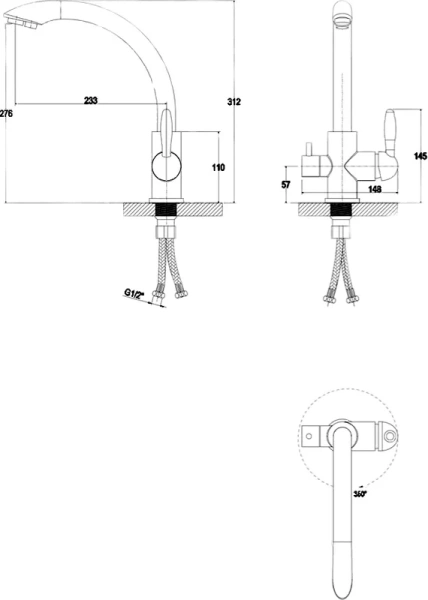 Смеситель для кухни Paulmark Essen серый металлик Es213001-402 (детальная фотография), для кухни