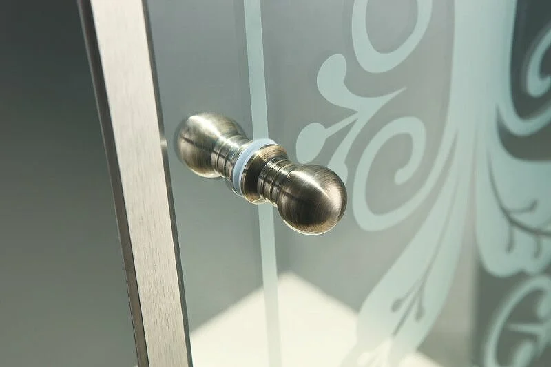 Душевой уголок Cezares Giubileo 90х90 см стекло прозрачное с узором профиль золото GIUBILEO-A-2-90-SCORREVOLE-CP-G (детальная фотография), золото