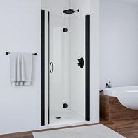 Душевая дверь профиль черный матовый стекло шиншилла Vegas-glass