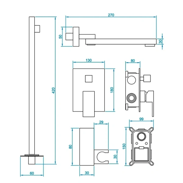 Душевой комплект RGW Shower Panels SP-56 хром 51140856-01 (детальная фотография), душевые комплекты, наборы