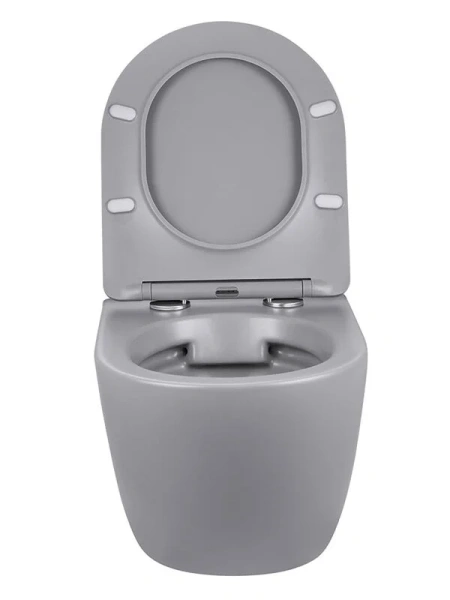 Унитаз подвесной Vincea Globo серый матовый VT1-14SMG (детальная фотография), безободковые, сиденье с микролифтом , с антивсплеском