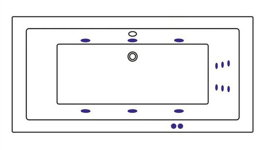 Ванна гидромассажная Whitecross Savia Duo Line, 170 х 80 см, увеличенная толщина акрила, усиленная армировка, белый/хром, 0103.170080.100.LINE.CR (детальная фотография), акриловые