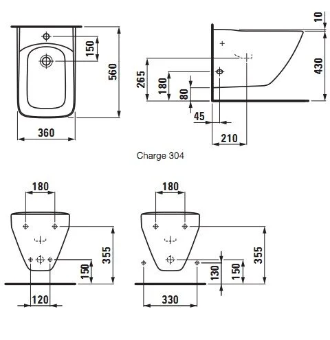 Биде подвесное Laufen Palace белое 8.3070.1.000.302.1 (детальная фотография), современные, hi-tech
