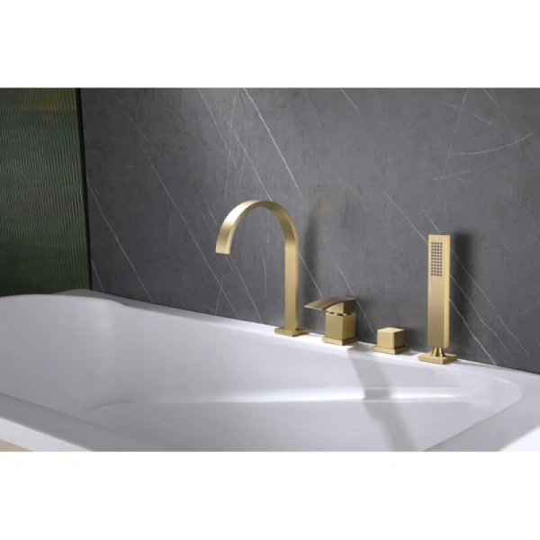 Смеситель для ванны Abber Wasserfall золото матовое AF8613G (детальная фотография), современные, hi-tech