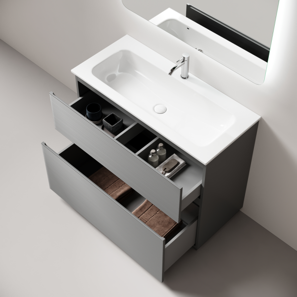 Тумба под раковину напольная Sancos Folk Floor 100 см ergraut soft FL100FES (детальная фотография), современная, hi-tech