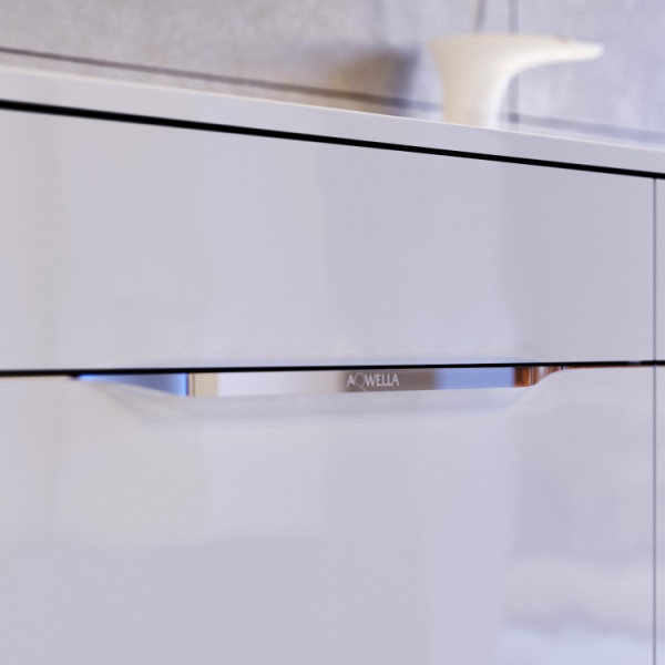 Тумба под раковину подвесная Aqwella Malaga 120 см белая Mal.01.12 (детальная фотография), моноблок, с двойной раковиной