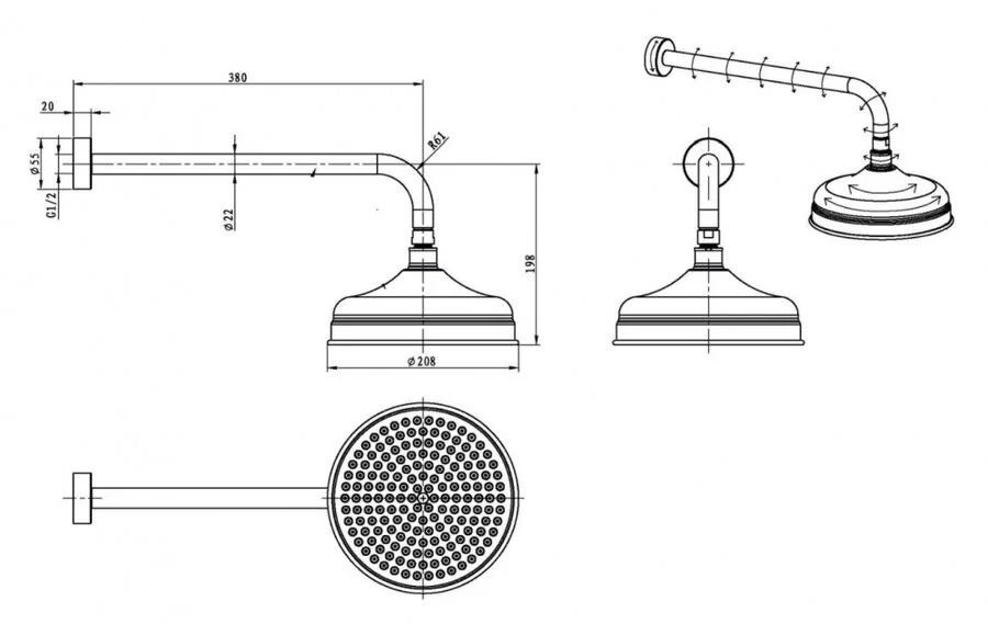Верхний душ Boheme Imperiale встроенный 411 (детальная фотография), верхние души