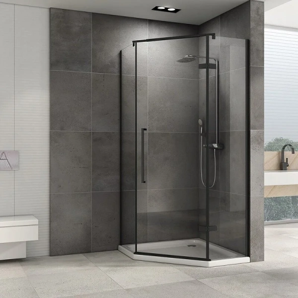 Душевой уголок Abber Ewiges Wasser 90х90 см профиль черный AG05090B (детальная фотография), современные, hi-tech