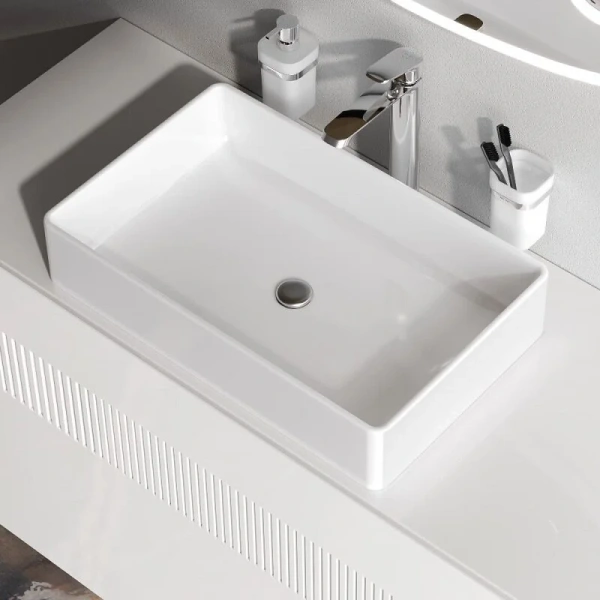 Раковина Am.Pm Func 60 см накладная M8FWCC10600WG (детальная фотография), в форме чаши, прямоугольной формы