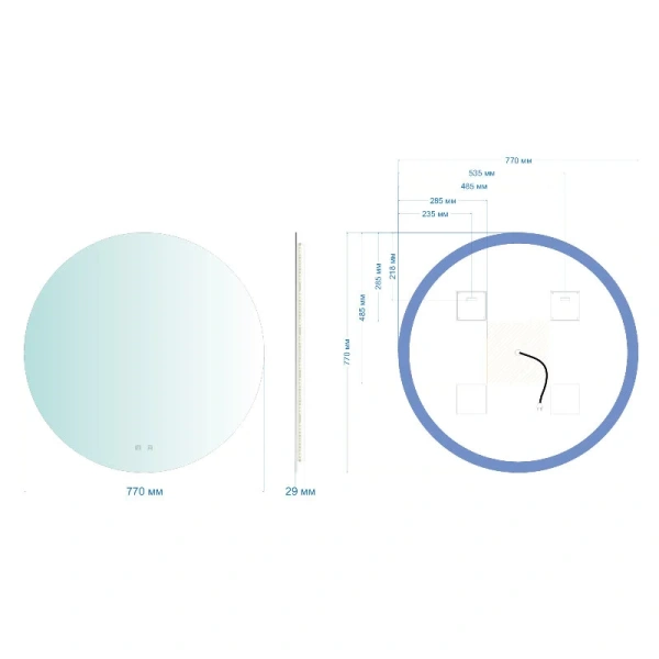 Зеркало с подсветкой Abber Mond 77 см с датчиком присутствия AG6203S-0.77 (детальная фотография), современные, hi-tech