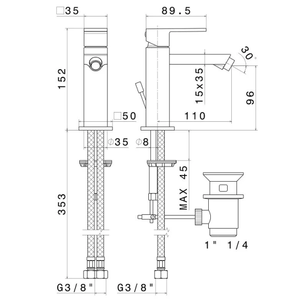 Смеситель для биде Kerama Marazzi Futura хром 66425KM.21.018 (детальная фотография), для биде