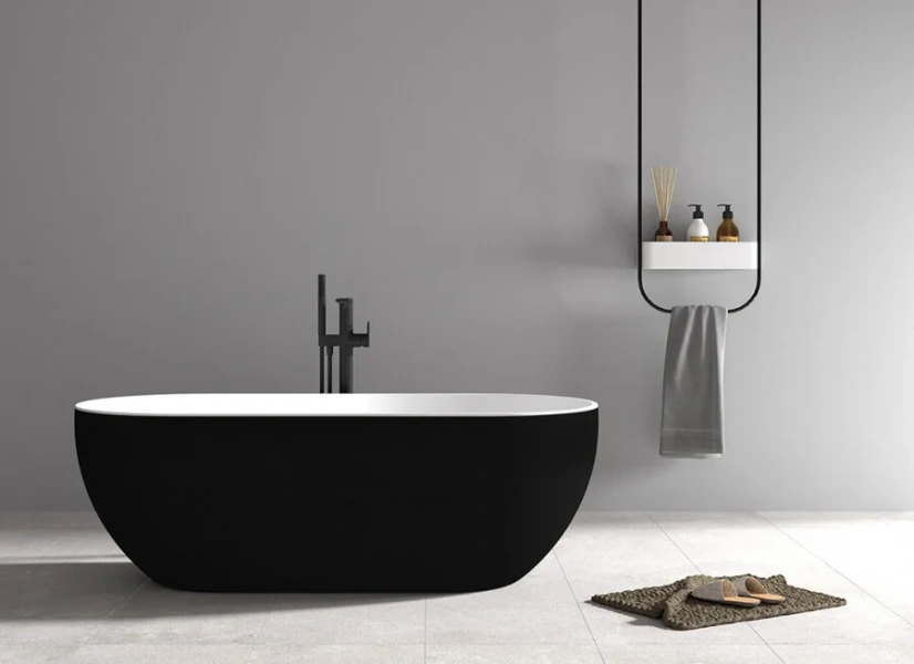 Акриловая ванна Abber 172х79 см черная матовая AB9241MB (детальная фотография), современныe, hi-tech