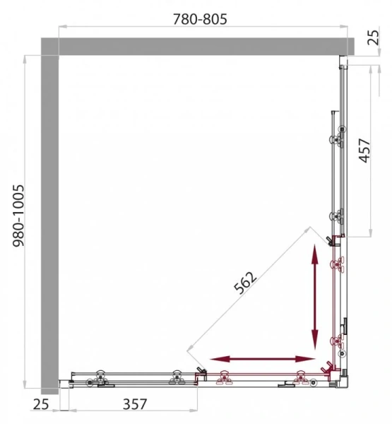 Душевой уголок BelBagno Sela 100x80 см стекло прозрачное SELA-AH-2-100/80-C-Cr (детальная фотография), прямоугольные