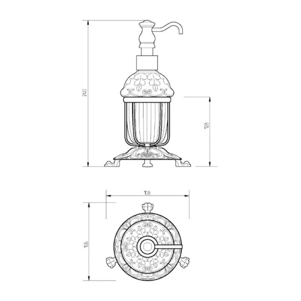 Дозатор для мыла Migliore Elisabetta бронза 16995 (детальная фотография), классические, ретро, декорированные
