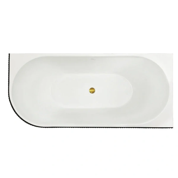 Ванна акриловая Royal Bath Nero RB710302BL-L-GD/RB710302BL-R-GD, 170 x 78 см, левая/правая, цвет белый/черный (детальная фотография), 170х80
