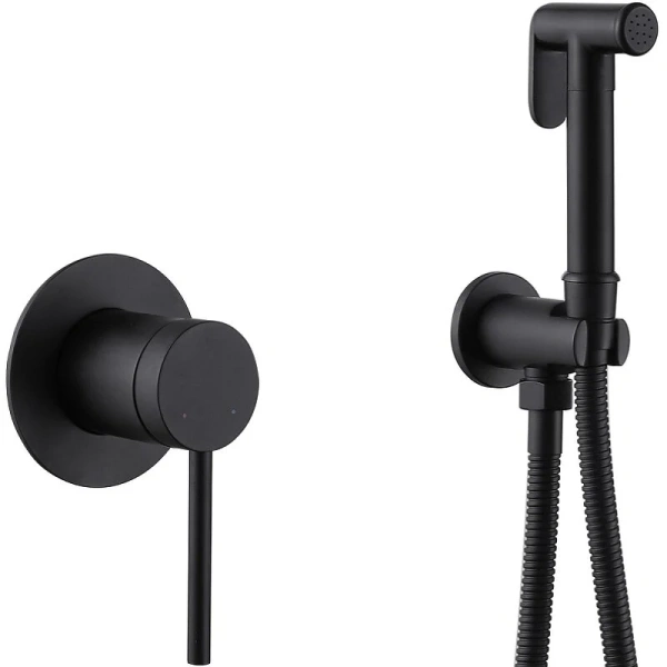 Гигиенический душ со смесителем Abber Emotion черный матовый AF8825B (детальная фотография)