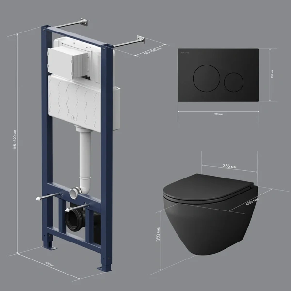 Унитаз с инсталляцией Am.Pm Spirit V2.0 с сиденьем микролифт и клавишей IS49038.701700MB (детальная фотография), с инсталляцией index_1