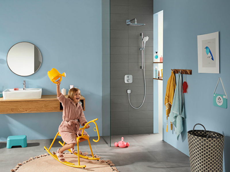 Душевая стойка Hansgrohe Croma E хром 27687000 (детальная фотография), с тропическим душем