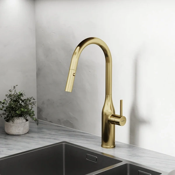 Смеситель для кухни Sancos Grand брашированное золото SC4002BG (детальная фотография), на мойку, на столешницу