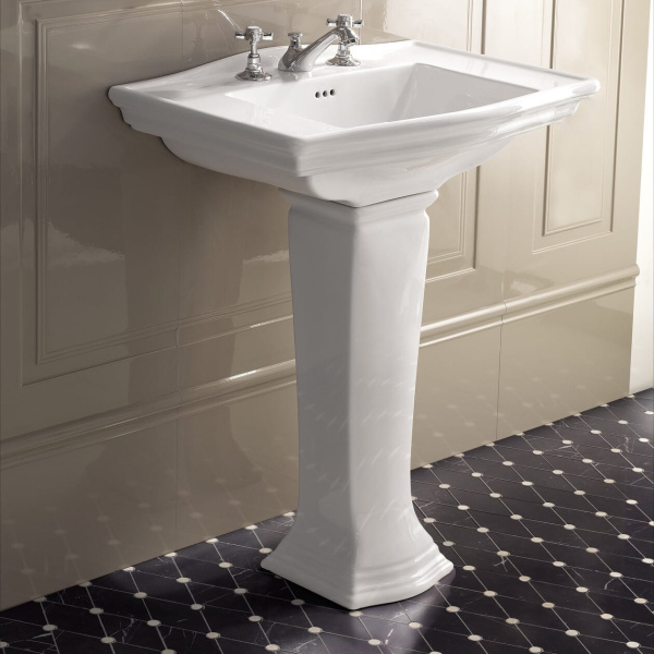 Раковина 69х48 см, смеситель на 3 отверстия, цвет белый, Devon&Devon Westminster IBLG(3)FWES (детальная фотография), по запросу