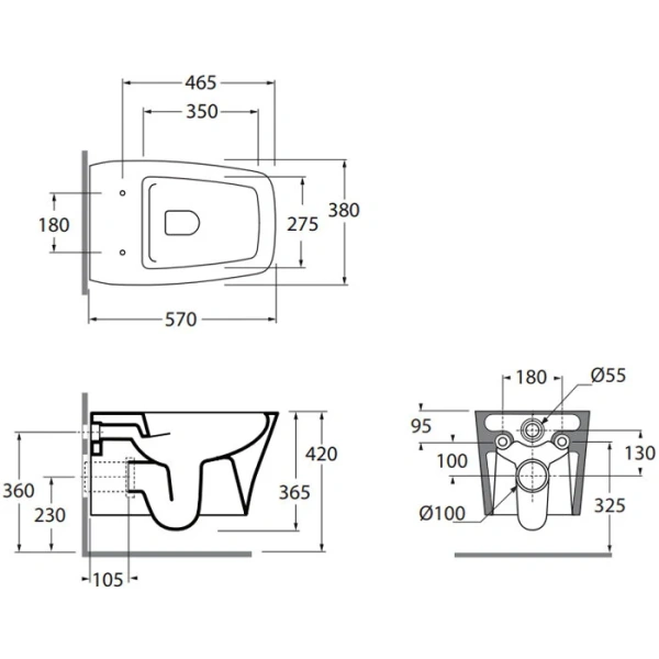 Унитаз подвесной Azzurra Hera безободковый HEVKSPE00000BI (детальная фотография), современные, hi-tech