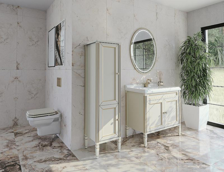 Шкаф-пенал напольный Caprigo Albion Promo 43 см Grigio Bianco, левый 33351L-В077 (детальная фотография), по запросу