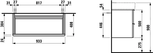 Тумба под раковину подвесная Laufen Space 95 см матовая белая 4.1020.2.160.100.1 (детальная фотография), по запросу