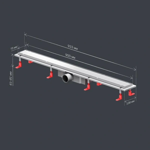 Душевой лоток Am.Pm PrimeFlow 90 см хром матовый W02SC-U11-090-04SB (детальная фотография), для монтажа в пол