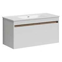 Тумба под раковину подвесная Sancos Smart 100 см белый глянец