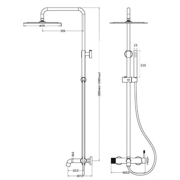 Душевая стойка Boheme Uno Gunmetal 468-GM (детальная фотография), современные, hi-tech