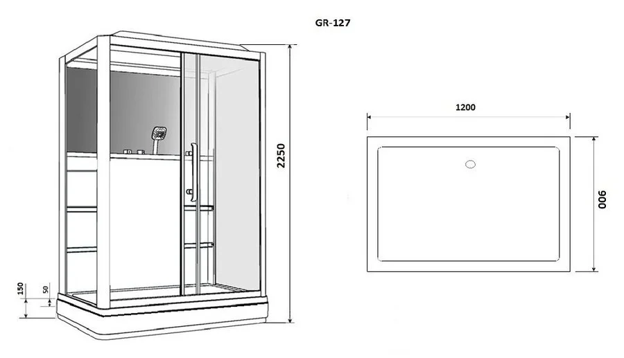 Душевая кабина Grossman GR 120x90 см низкий поддон (детальная фотография), прямоугольные