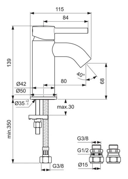 Смеситель для раковины Ideal Standard Ceraline хром BC185AA (детальная фотография), для раковины