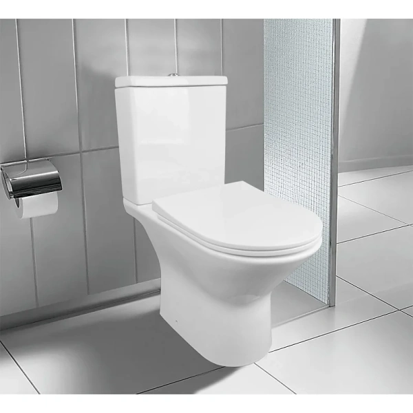 Унитаз компакт Azario Fretta New безободковый AZ-1223B (детальная фотография), напольные