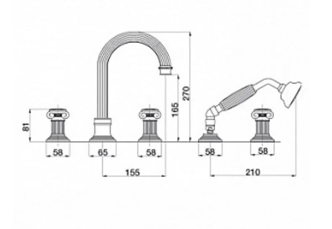 Смеситель для ванны Cezares Olimp бронза ручки квадратные OLIMP-BVD-02-O (детальная фотография), для ванны