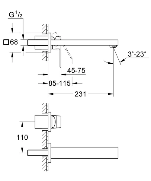 Смеситель для раковины Grohe Eurocube 23447000 (детальная фотография), для раковины