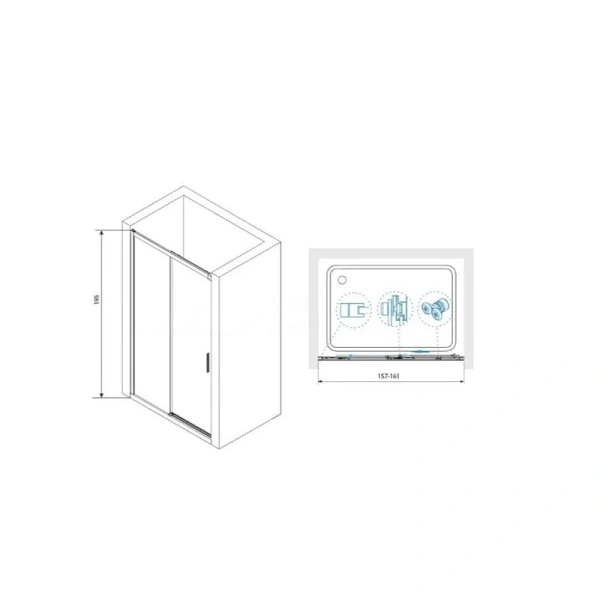 Душевая дверь в нишу RGW Leipzig LE-12 160 см профиль хром 34121216-11 (детальная фотография), современные, hi-tech
