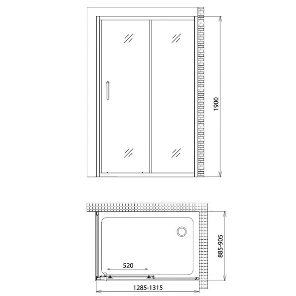 Душевая дверь Gemy Victoria 130 S30191E (детальная фотография), современные, hi-tech