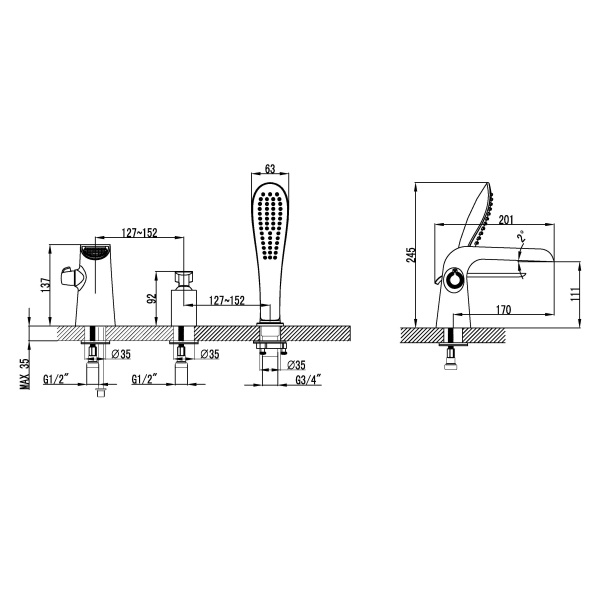 Схема (детальная фотография), для ванны