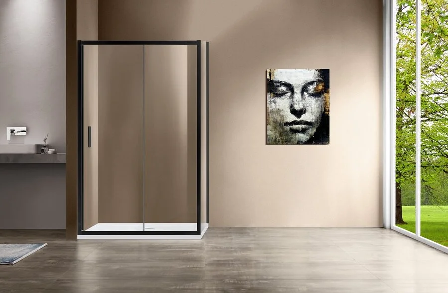 Душевой уголок Vincea Garda 120х100 см профиль черный, стекло прозрачное VSR-1G1012CLB (детальная фотография), современные, hi-tech