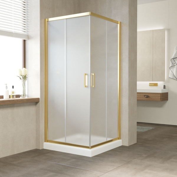 Душевой уголок профиль золотой стекло сатин Vegas-glass ZA 100 09 10 (детальная фотография)