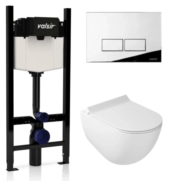 Унитаз с инсталляцией Valsir Dream кнопка хром KIT VSCR 7317 Slim P3 (детальная фотография)