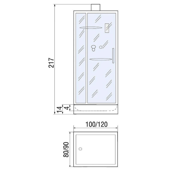 Душевая кабина River Tana 100х80 см прямоугольная TANA Б/K 100/80 (детальная фотография), 100х80